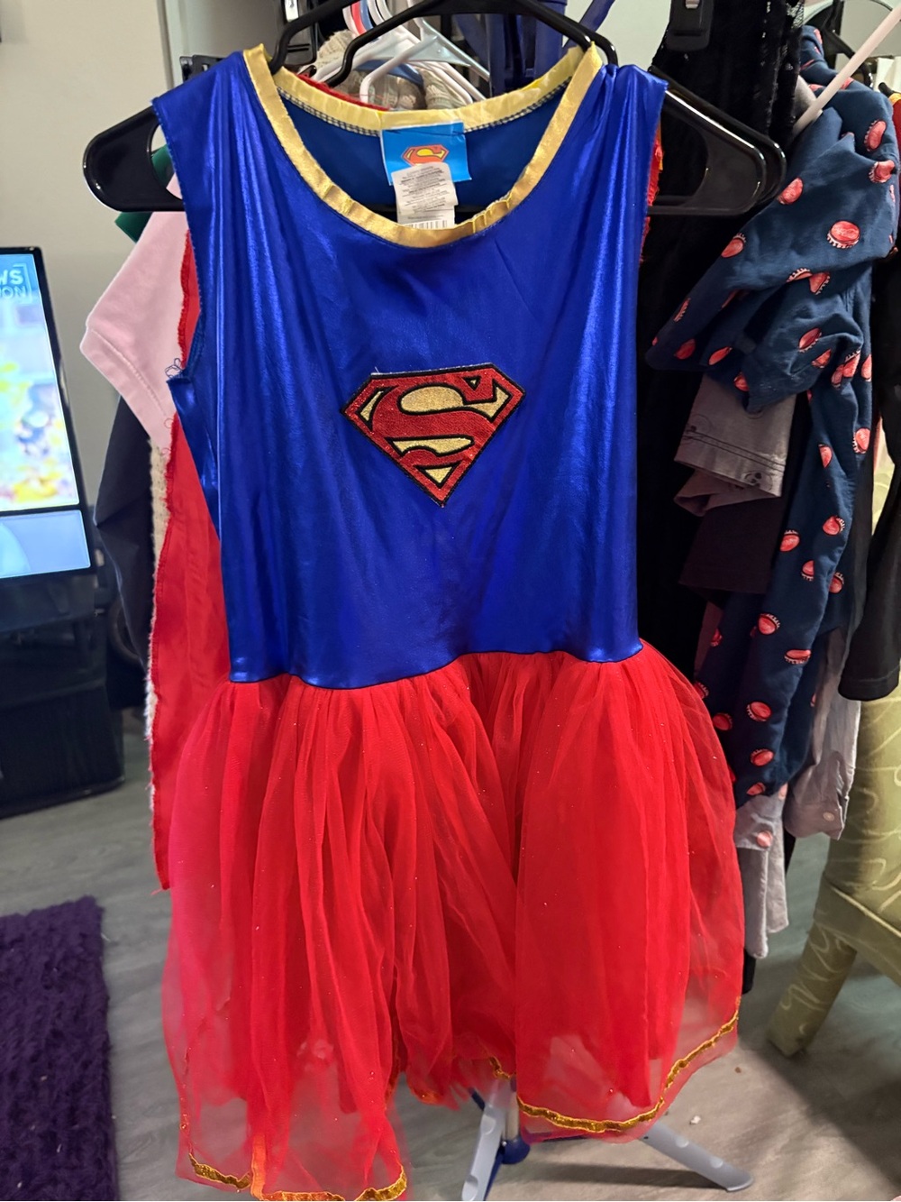 Supergirl Inspired Kids Costume Dress - Blue and Red